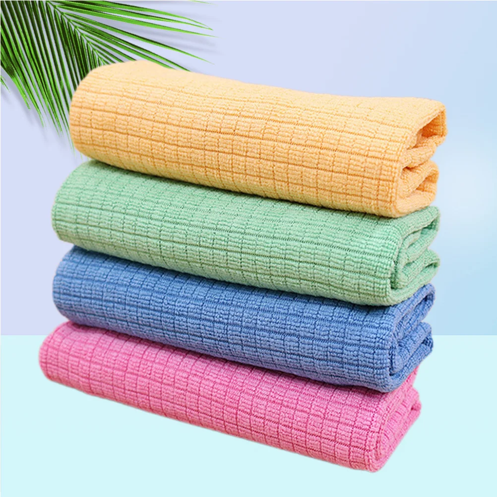 

4Pcs Microfiber Dishcloth Solid Color Comfortable Touch High Water Absorbency Suitable for Kitchen Home Furniture Windows