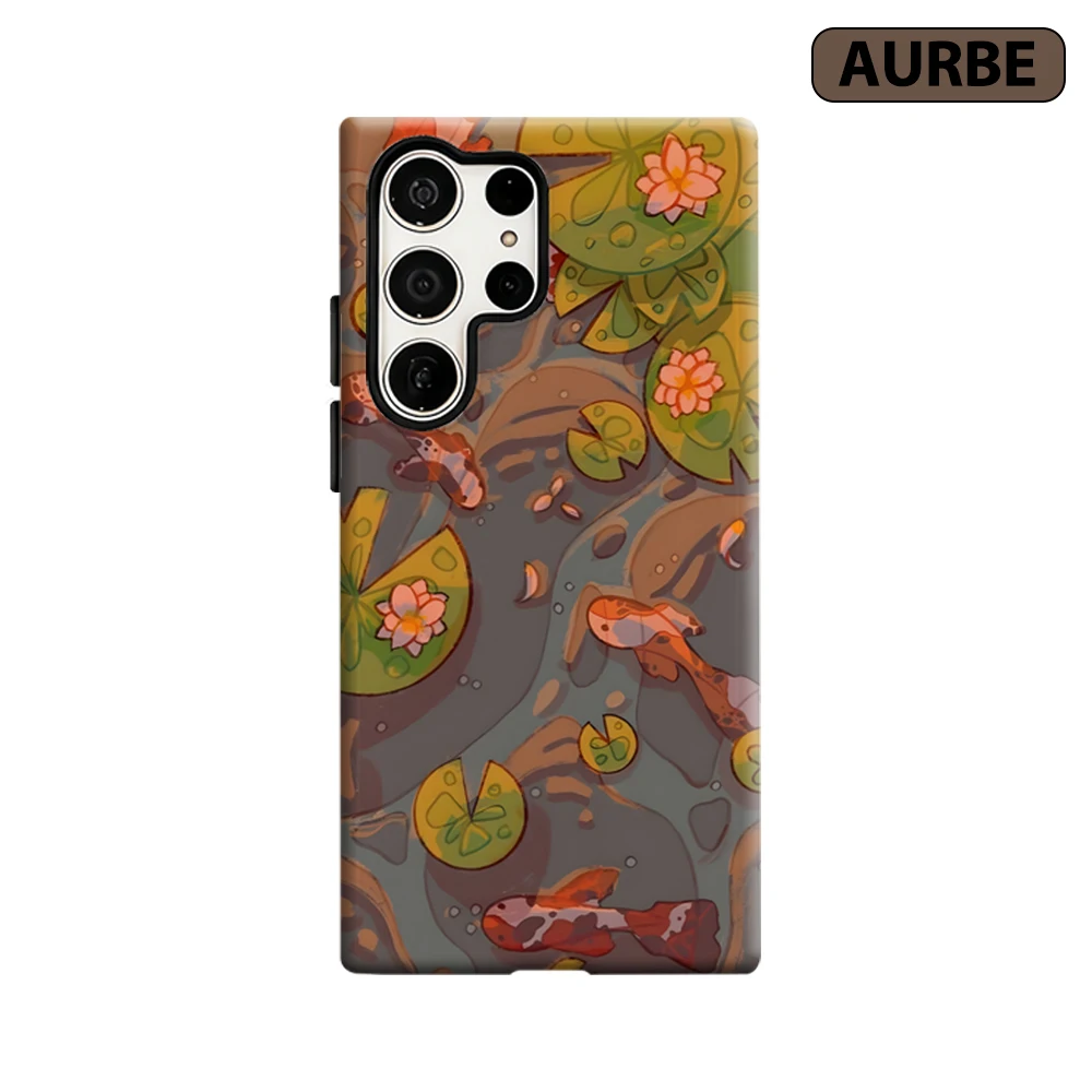 Koi Pond & Lotus Phone Case for Samsung Galaxy S26 S25 Ultra S24 S23 Ultra Plus Shockproof Double Layer Tough Back Cover