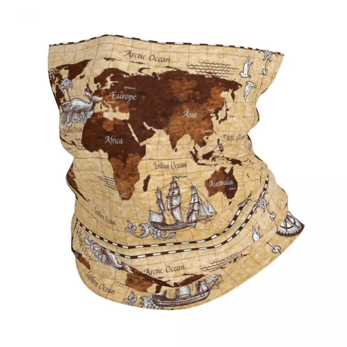 Pirate Bay Secret World Map Bandana Neck Gaiter Balaclavas Wrap Scarf Multi-use Cycling Scarf Outdoor Sports Adult Windproof
