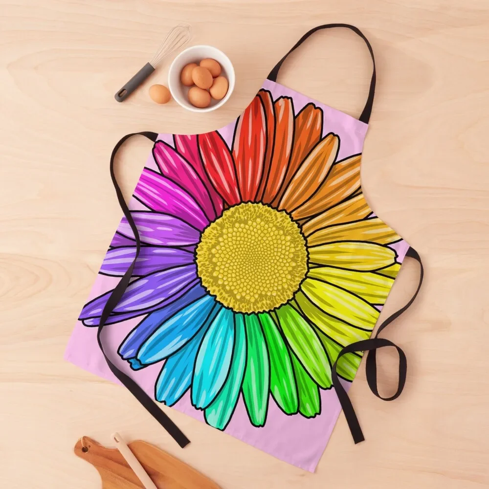 Rainbow Daisy Apron Cute Kitchen Accessories Customizable Woman kitchen gadgets Apron