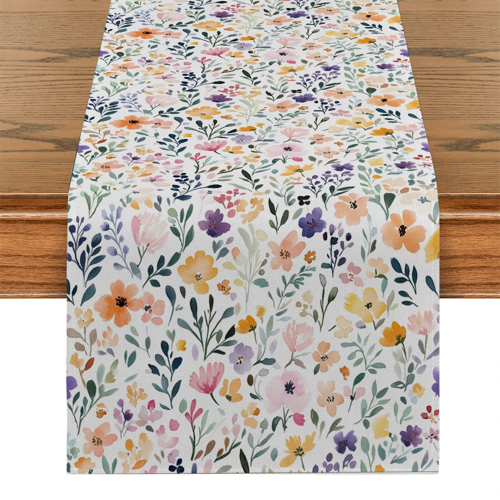 Plants Flowers Daisies Wildflowers Table Runners Washable Dresser Dining Coffee Table Runner Wedding Holiday Party Decor