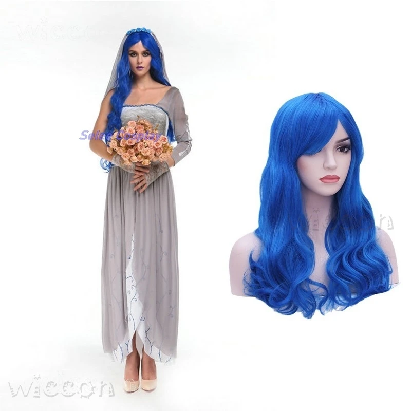 Corpse Masquerade Bride Emily Cosplay Costume Wig Zombie Ghost Halloween Party Dress up Women Scary Gothic Poor Wedding Dress