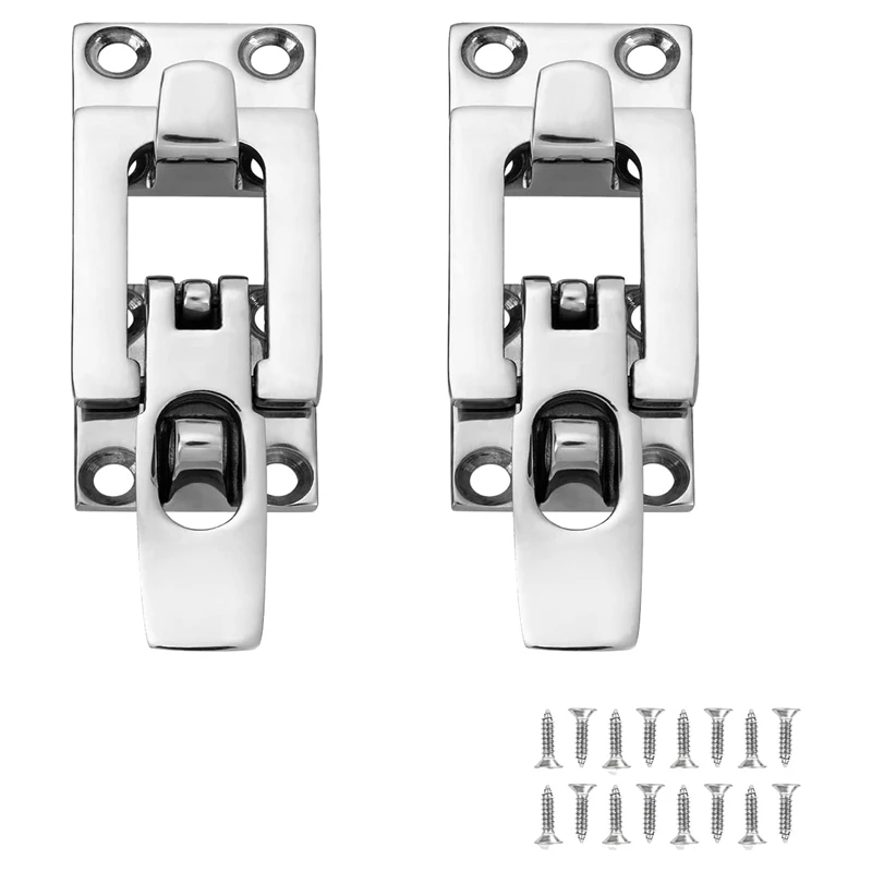 Marine Anti-Rattle Square Latches Hold Down Clamp Latches Lockable 316 Stainless Steel With Screws Silver For Boat Door Hatch