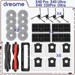 Global Dreame X40 Pro Ultra LiDAR Custom Elevated Edition，S30 Pro UItra Vacuum Cleaner Parts: Roller Main Side Brush，Dust Bag