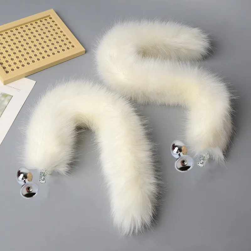 Artificial Fur Fox Tail Cosplay Anal Sex Toys with Detachable Smooth Touch Metal Butt Plug for Couple Adult Supplies Sex Shop