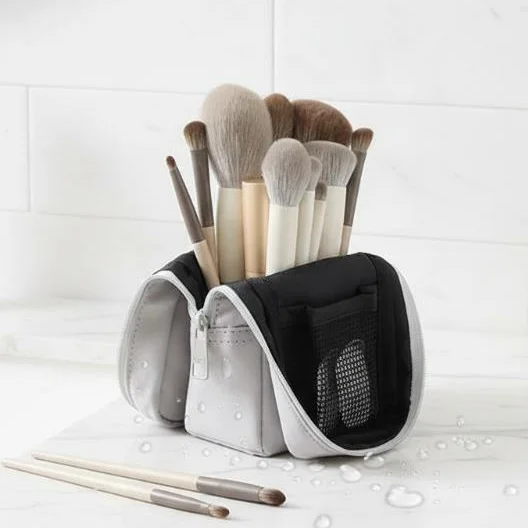 Double Zipper Cosmetic Bag Waterproof Makeup Brush Case Women Storage Pouch Portable Travel Holder