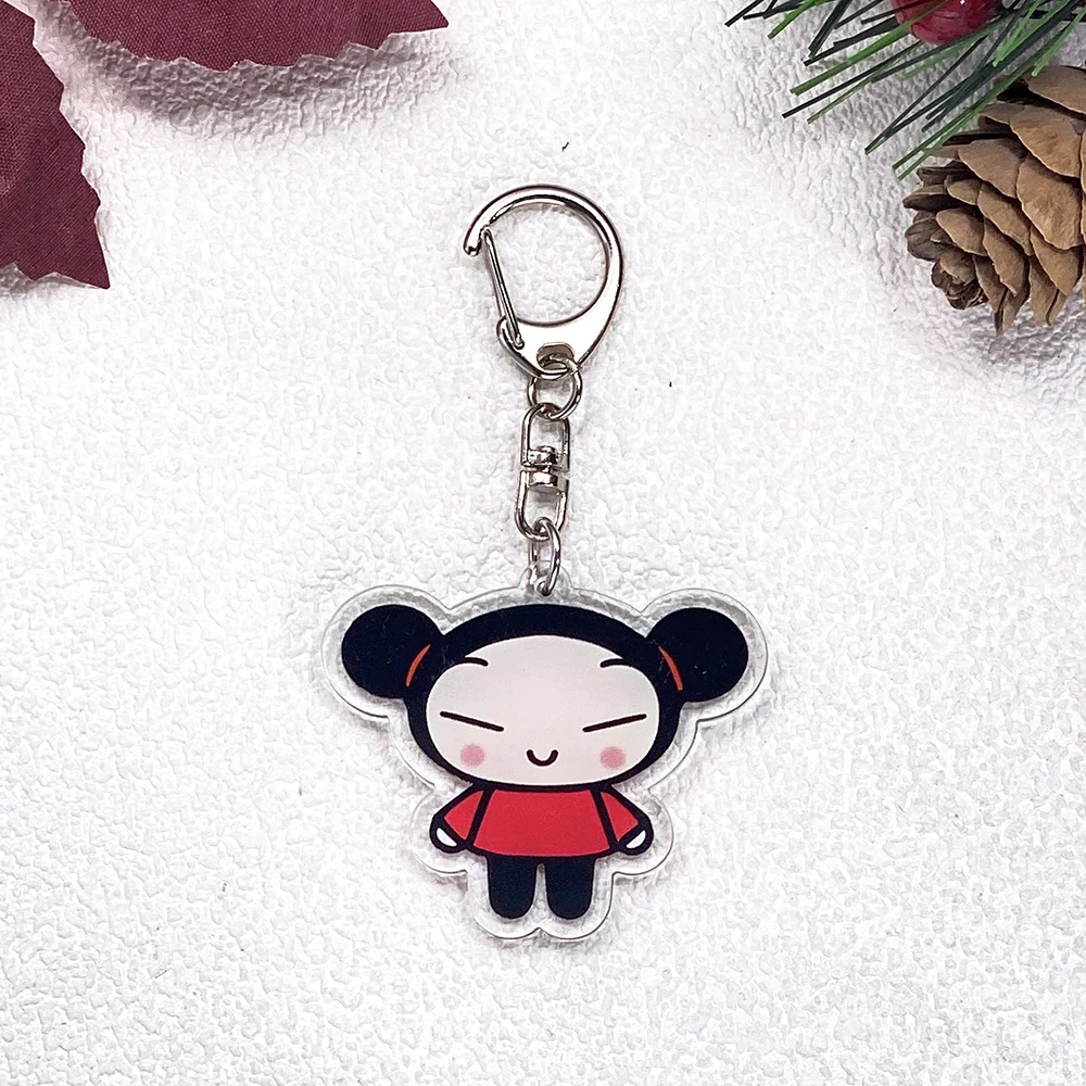 1/6Pcs Cartoon Pucca&Friends Car Keychain Acrylic Keyrings Bag Charms Cute Backpack Pendant Funny Prop Decoration Friends Gifts