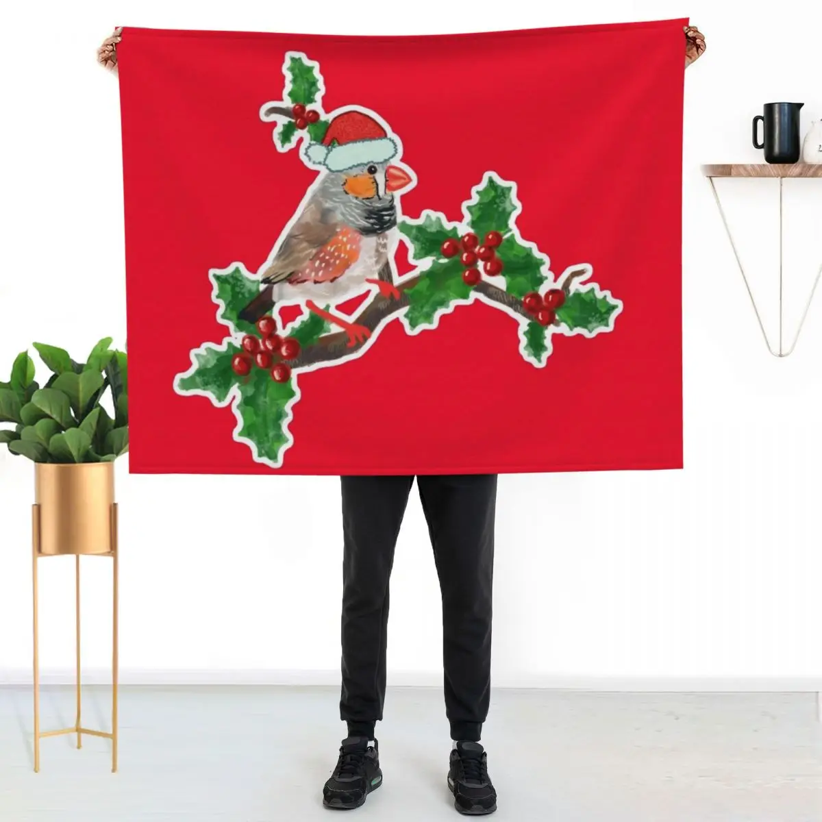 

Christmas zebra Finch bird 3 Throw Blanket Air Conditioner Soft Blanket for Office Home