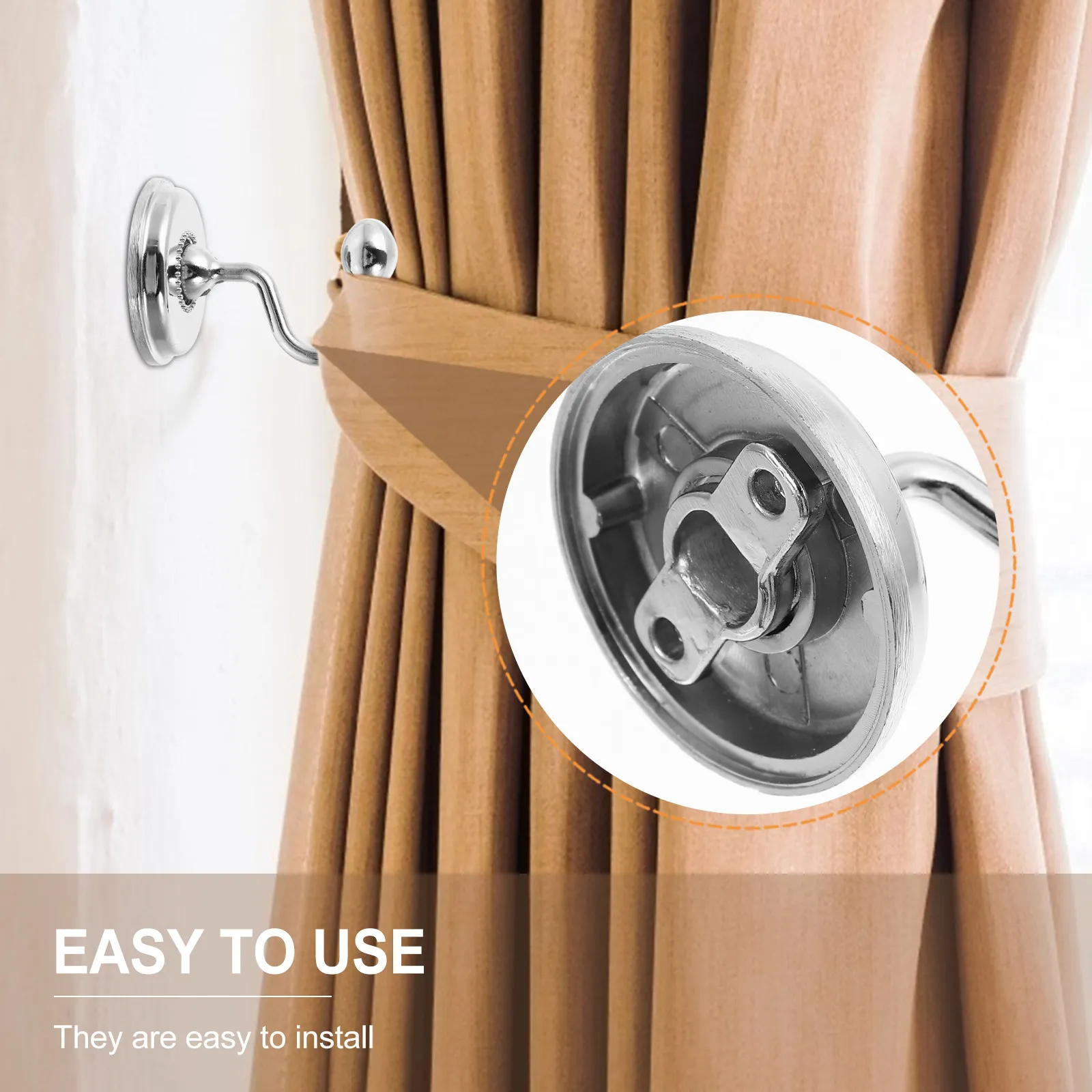 Curtain Hooks 2 Pcs Zinc Alloy Wall Mounted Hangers Decorative Home Window Drape Accessories