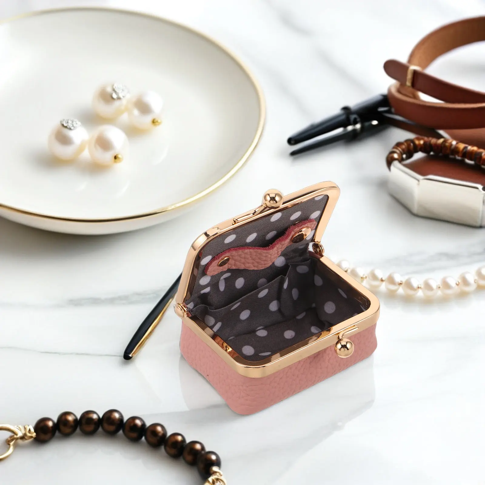 Mini Traveling Jewelry Box Pink Compact Organizer Case Portable Ring Necklace Earring Holder Cute Trinket Box for Travel