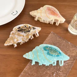 Retro Acetate Ocean Conch Big Shark Hair Claw Clips For Women Girls Elegant Animal Ponytail Beach Shell Hairpin Hair Accessories