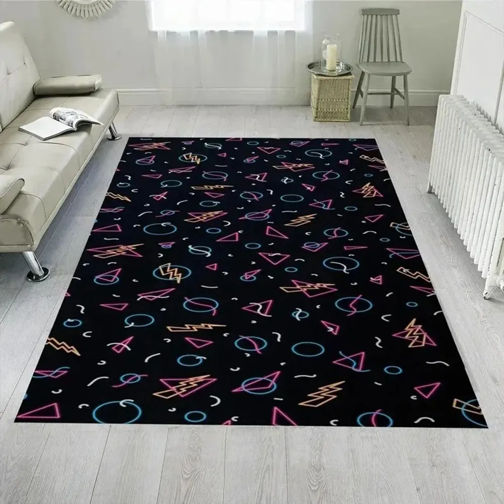 Arcade Stars Bowling Alley Carpet 90S Arcade Retro Rug Non-Slip Home Theater Movie Room Floor Mat Gamer Room Décor Retro Gift