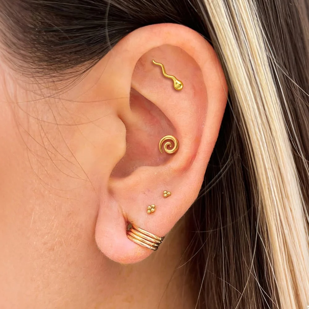 Twolobes 1 Stück ASTM F136 Titan Tadpole Labret Piercing 16G 18G Innengewinde Flacher Rücken Stud Helix Knorpel Scherzgeschenk – Detail 3