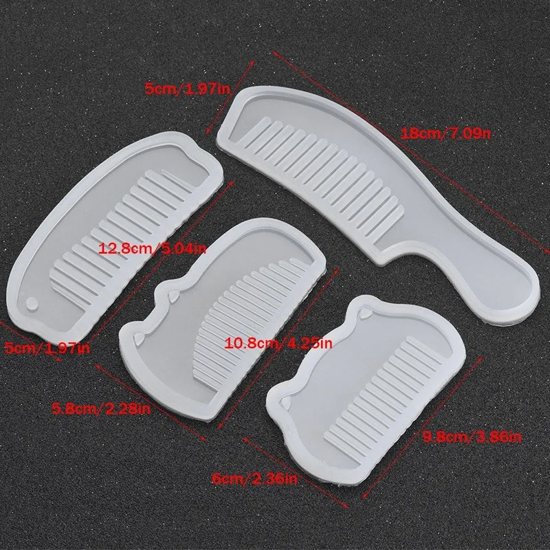 4 Pcs/Set Comb Series Art Silicone Mold Diy Hand Craft Epoxy Resin For Jewelry Making Tools