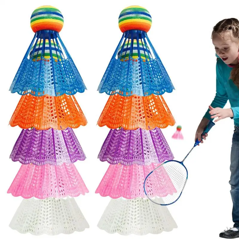 Kit de pelotas de bádminton de arcoíris de nailon, juego colorido, herramienta de entrenamiento ligera para jardín, patio de juegos, gimnasio en casa y balcón