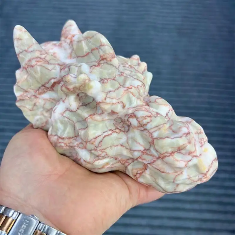 Imagem -02 - Centímetros Natural Red Rede Pedra Dragão Crânio Animal Esculpido Estatueta de Cristal Feng Shui Artesanato Cura Artware Casa Decore Pcs 15