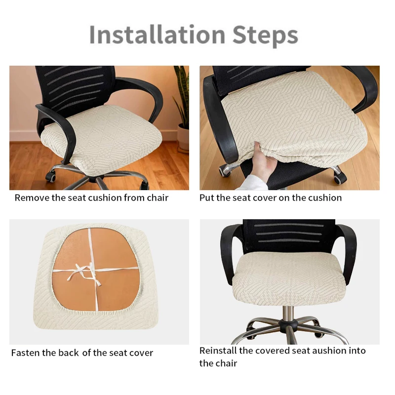 1PC Jacquard Chair Seat Cover Soft Touch Non-Slip Chair Cushion Pad Protector For Dining Room Office - Universal Size Fit