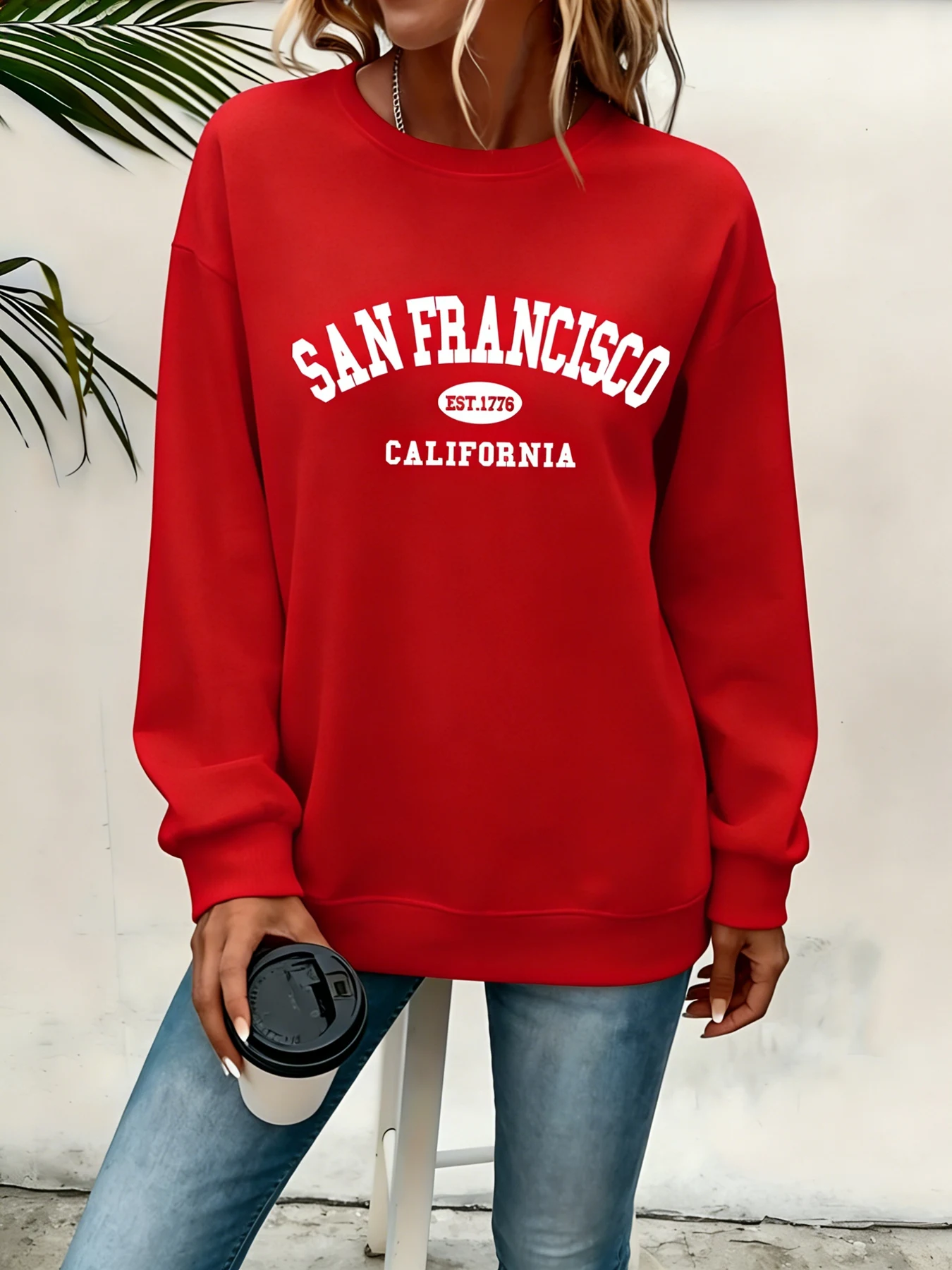 Sweat-shirts pour femmes San Francisco EST.1776 Badge California Text Pullover Retro Cozy Casual Clothing Winter Warm Fleece Hoody