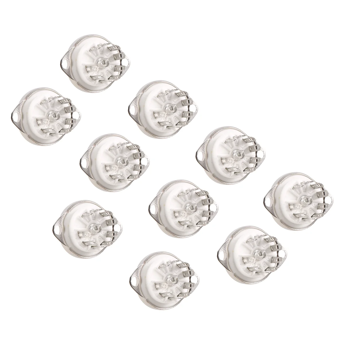 10PCS Ceramic B9A Silver-Plated 9Pin Vacuum Tube Socket Panel Chassis Mount for ECC81 ECC82 ECC83 EL84 6922 Vacuum Tube