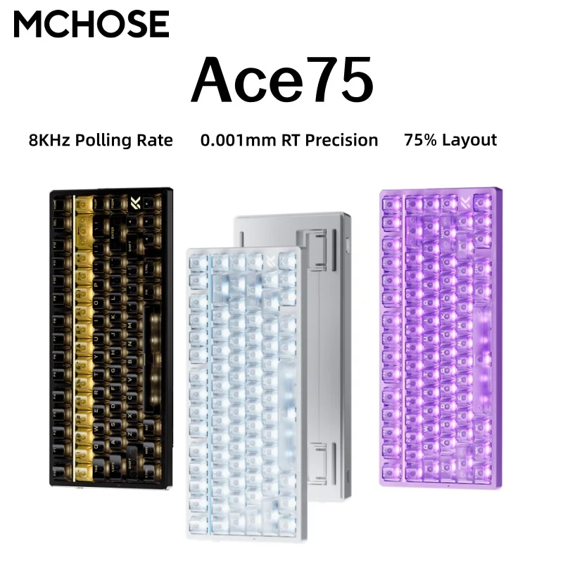 MCHOSE Ace75 Magnetic Switch Keyboard 75% Layout 8KHz Polling Rate 0.001mm RT Precision Wired RGB Gaming Keyboard for PC Gamer
