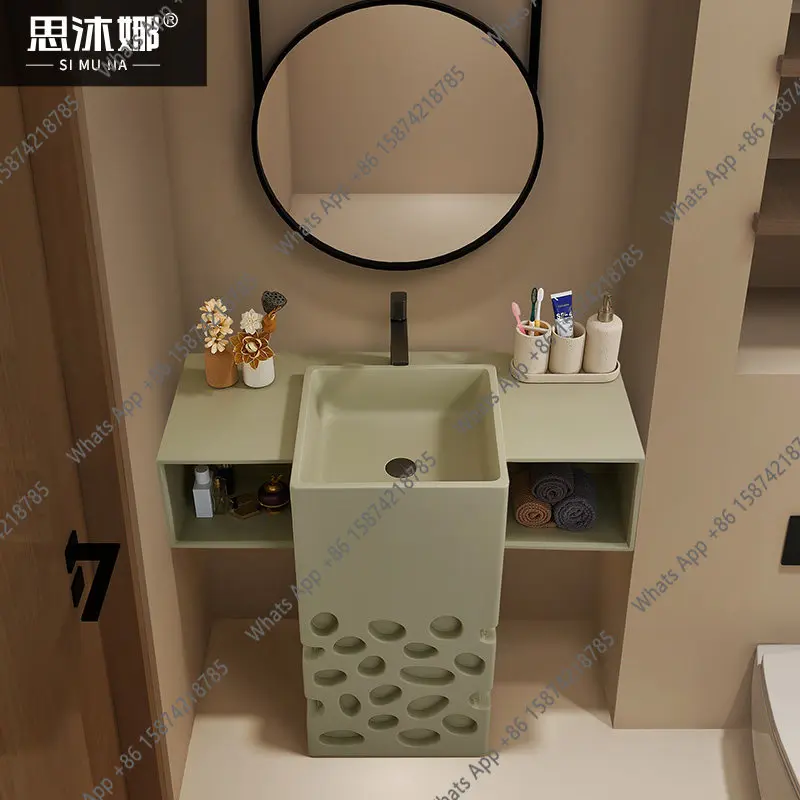 French style square wash basin designer integrated floor type face wash table art custom countertop storage
