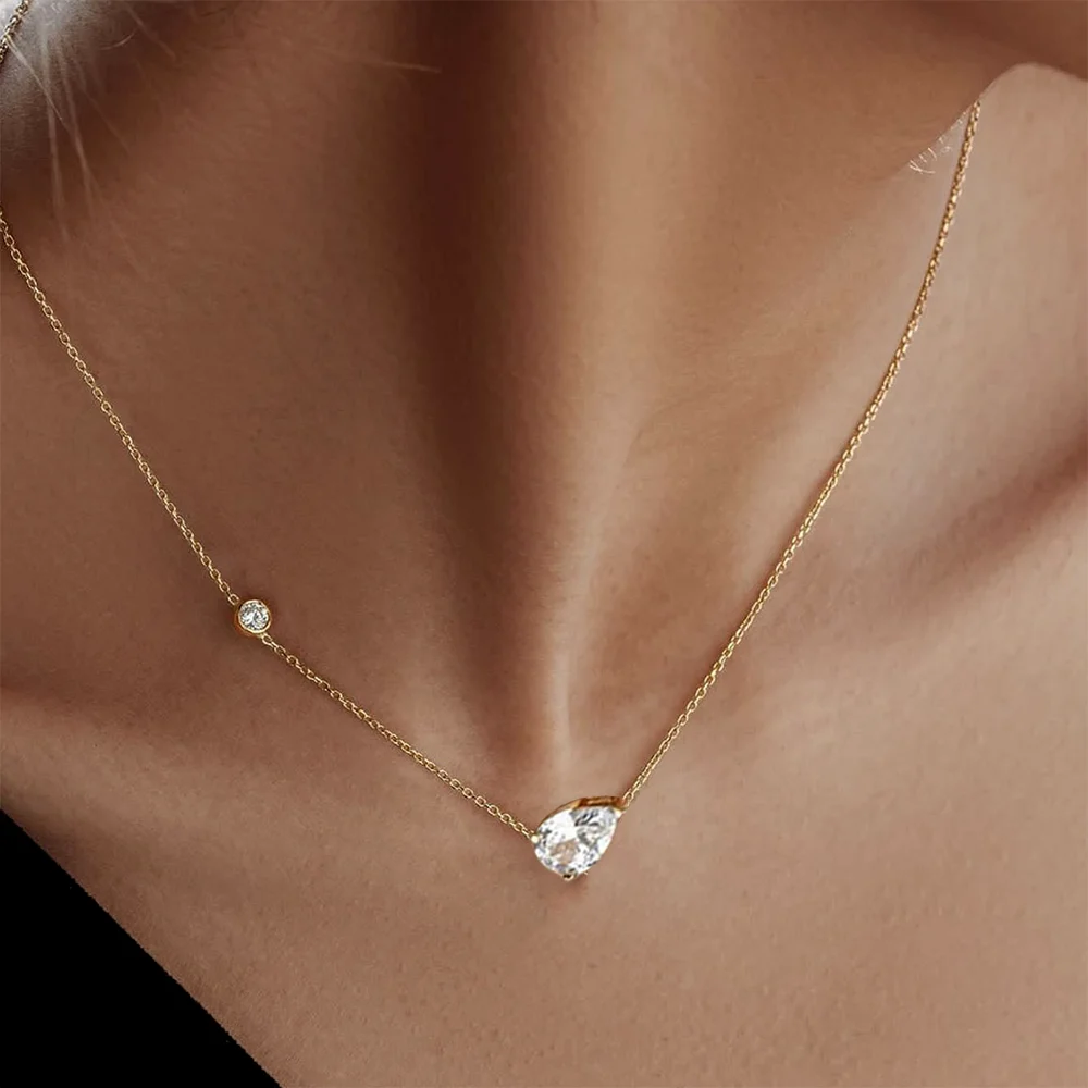COSYA 1.25CT 6*8 مللي متر الكمثرى قطع مويسانيتي قلادة S925 الفضة 18K الذهب D VVS1 مختبر الماس Waterdrop قلادة للنساء غرامة مجوهرات