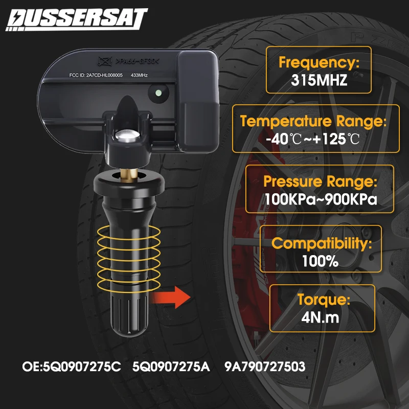 Tire Pressure Sensor TPMS for Audi A4L A6 A7 RS4 RS5 Porsche 911(992) Boxster Cayman Panamera Vw Passat 5Q0907275A 9A790727503