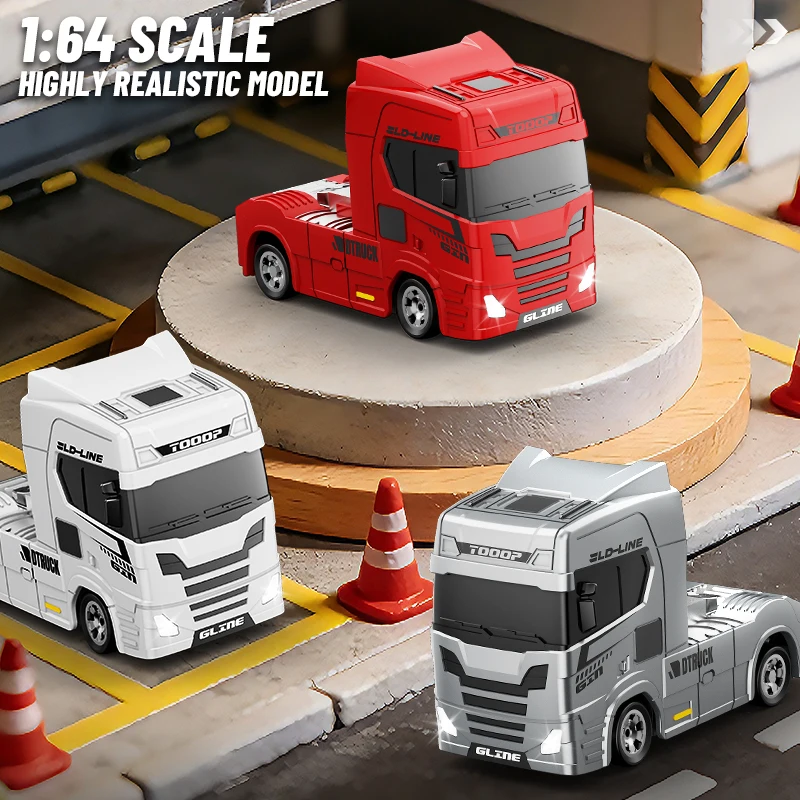 New 1:64 Mini Drift RC Truck Head 4WD Full Proportional Control 15KM/H High-Speed 2-Speed Type-C Charging for kids Birthday Gift