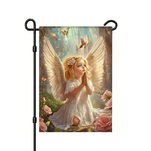 WDESYADMS Angel Garden Flag 12×18 Inch – Praying Girl Colorful Flag#02 PPZ