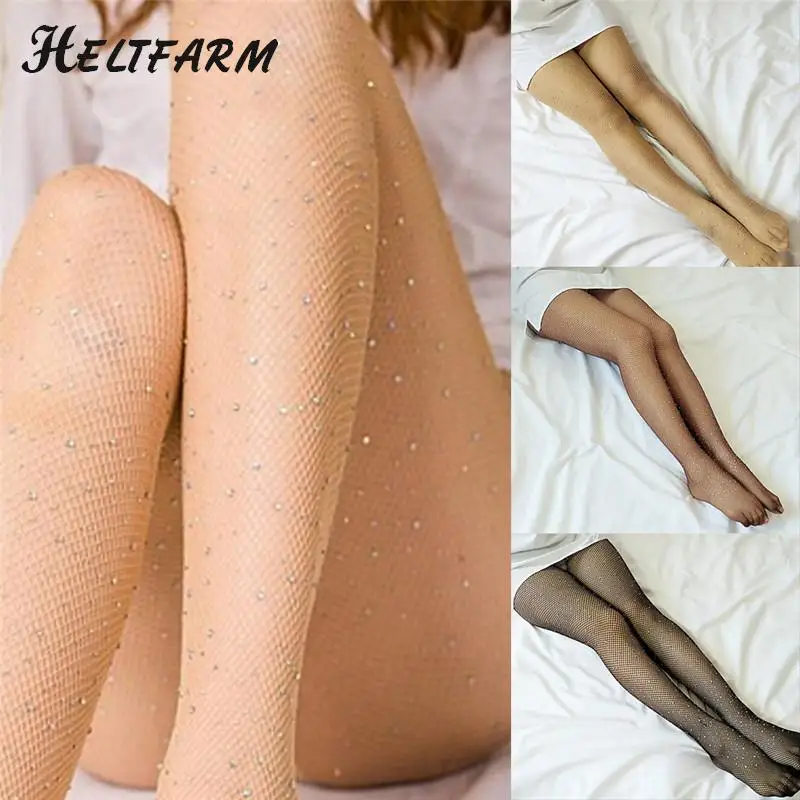 1pcs Women Crystal Rhinestone Fishnet Net Mesh Socks Stockings Tights Pantyhose Party FashioneFishnet Stocking