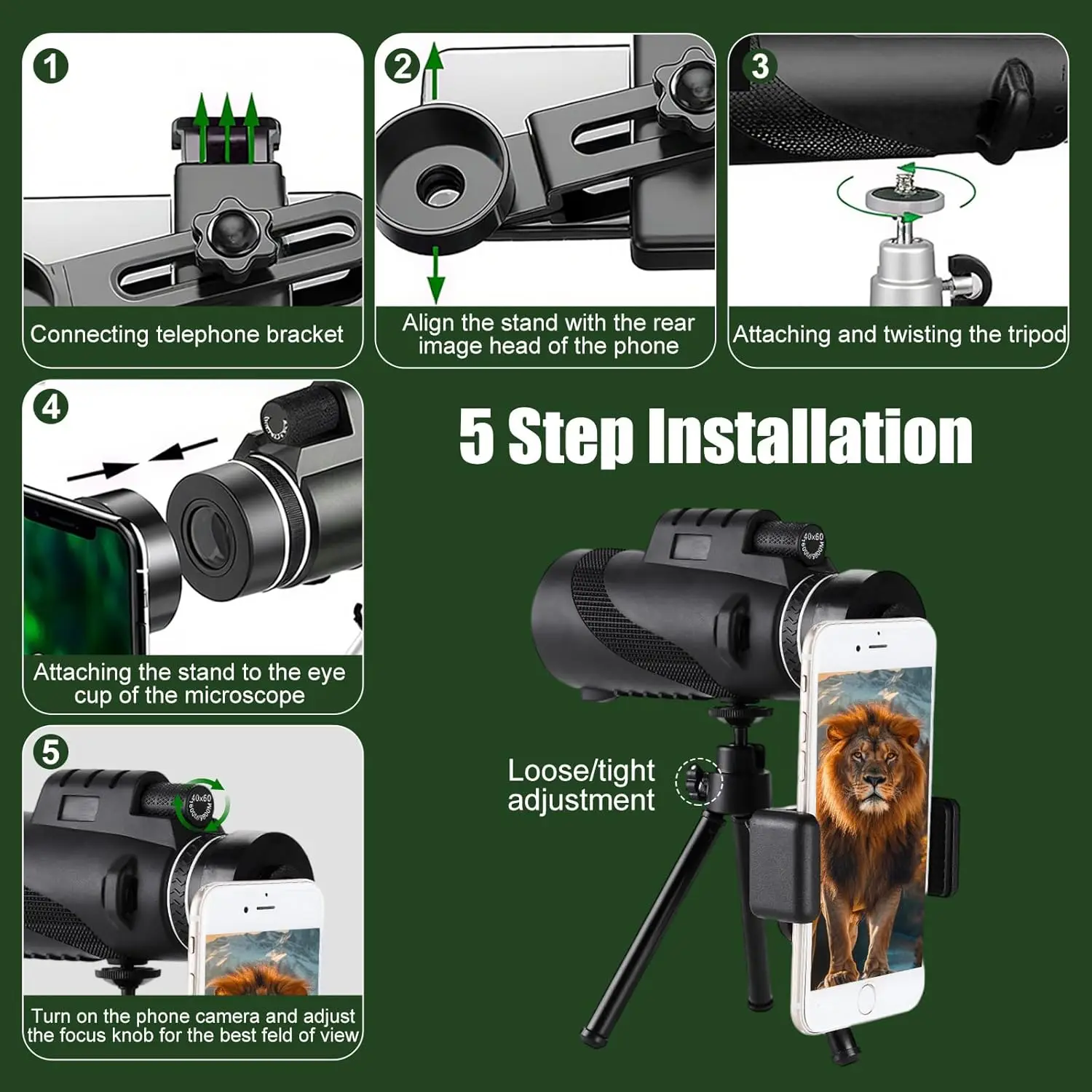 High-Powered Truly10x42 Monocular Telescope for Smartphones - HD Optics for Stargazing, Hunting, Wildlife, Bird Watching, Travel