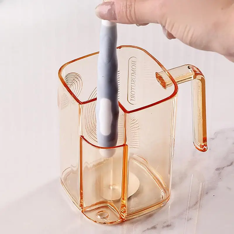 Toothbrush Holder Cup 500ml Toothbrush Organizer With Handle Mouthwash Container With Drain Hole For Home Bathroom Vanity