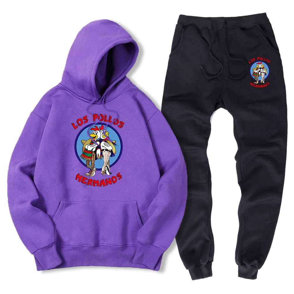 Los Pollos Hermanos Chicken Brothers Print Mannen Hoody Mode Warme Sportkleding Pak Winter Sweatshirt + Sweatpant 2 Stuk Sets