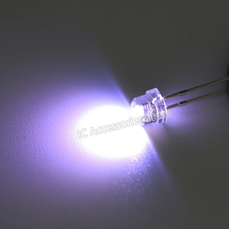 80pcs White light 5MM straw hat F5 LED light-emitting diode lamp beads astigmatism super bright long foot