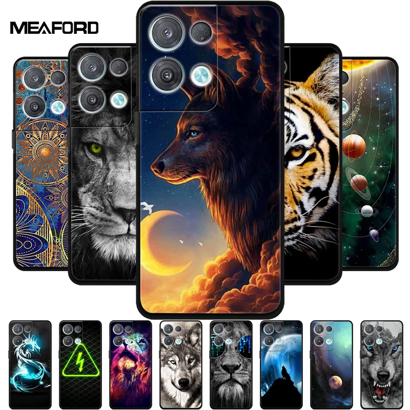 For OPPO Reno 8 Pro 5G Case 8Pro+ Soft TPU Silicone Wolf Lion Phone Cover For OPPO Reno8 Pro + Plus Back Case Fundas Couqe Reno8