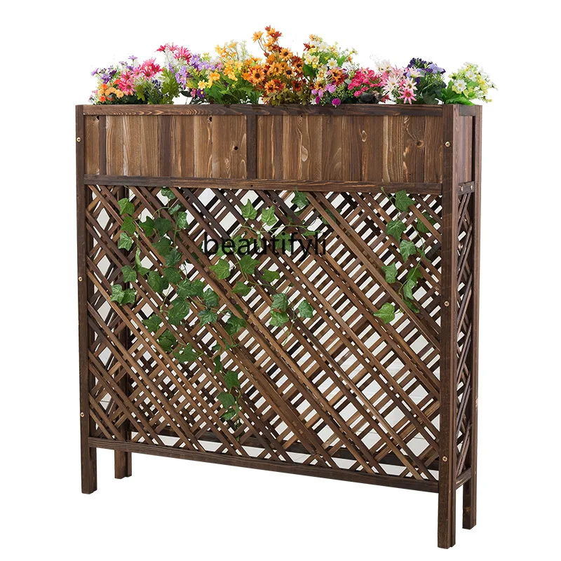 

TT Restaurant Partition Flower Stand Antiseptic Wood Outdoor Planter Restaurant Wooden Fence Fence Indoor Courtyard Decoration