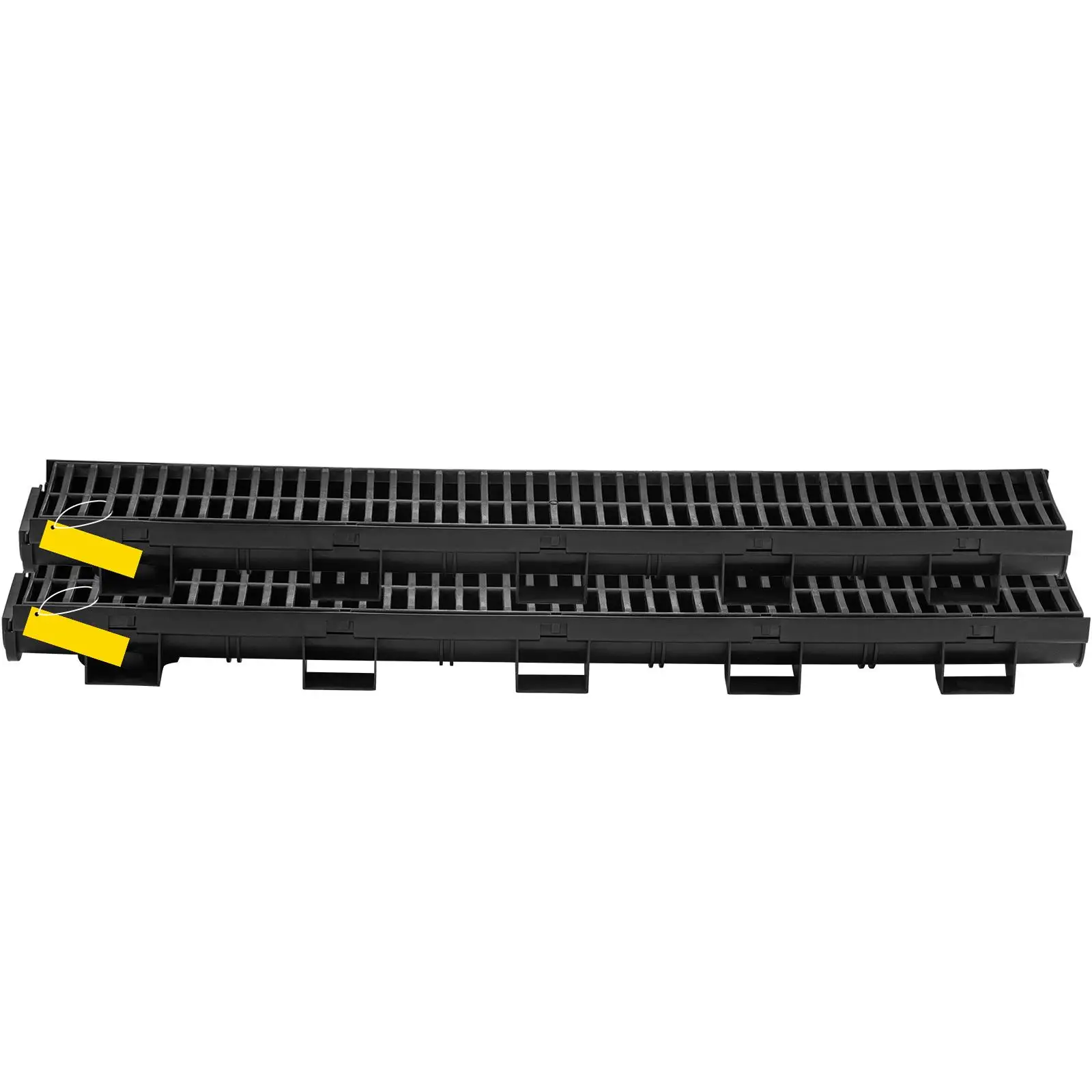 3 Pack HDPE Trench Drain Channel with Black Plastic Grate 5.7x3.1 Inch Garage Floor Drain 3x39 Inch Channel Drain with 3 End for garden Driveway
