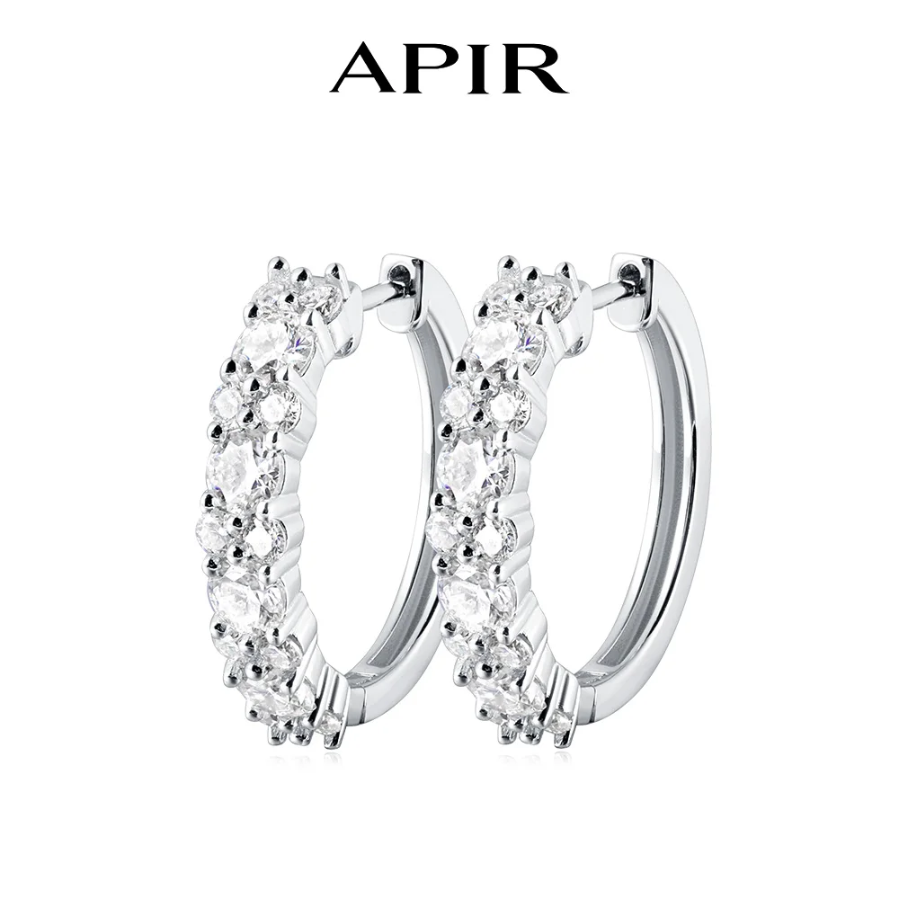 APIR 20mm Moissanite Diamond Hoop Earrings for Women Hypoallergenic Sterling Silver Huggie Hoops Daily Wear Fine Jewelry Gifts
