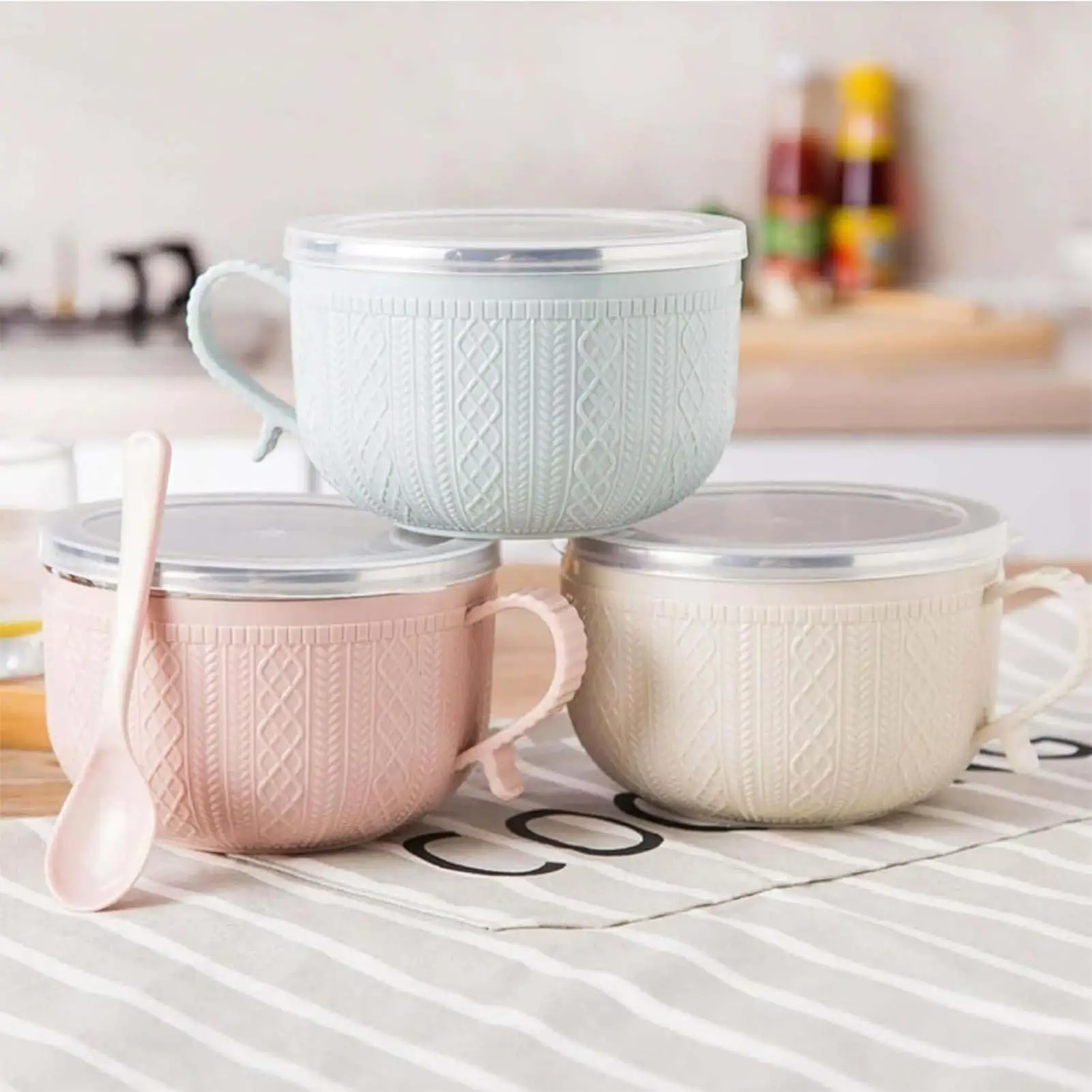 Großer Suppenbecher 25oz Tasse Schüssel mit Deckel Großer Suppenbecher Geschirr für Reisen Tee Weihnachten Café Haferflocken Mittagessen Nudeln Sandwich