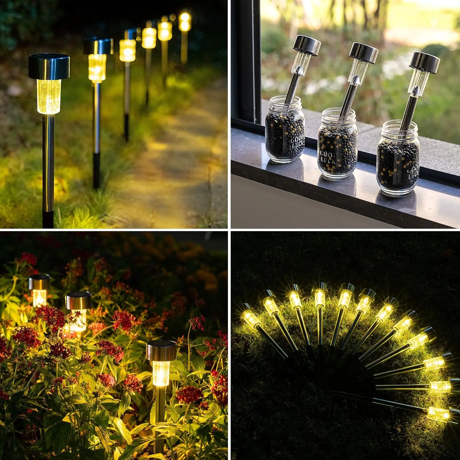 Confezione da 10 luci solari per percorsi Luci da giardino paesaggistiche per esterni Luci da giardino impermeabili per la decorazione della villa del cortile del marciapiede