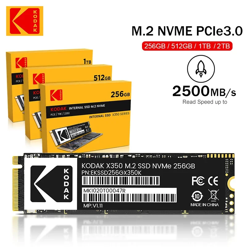 

Kodak Original PCIe3.0 SSD M2 NVME 2280 Gen3x4 Hard Drive 256GB 512GB 1TB 2TB M.2 Internal Solid State Drive for Laptops AIO