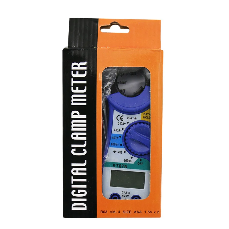 50pcs Kt87n Clamp Multimeter Blue Pocket Electrician Digital Clamp Meter High Precision Mini Clamp Current Meter