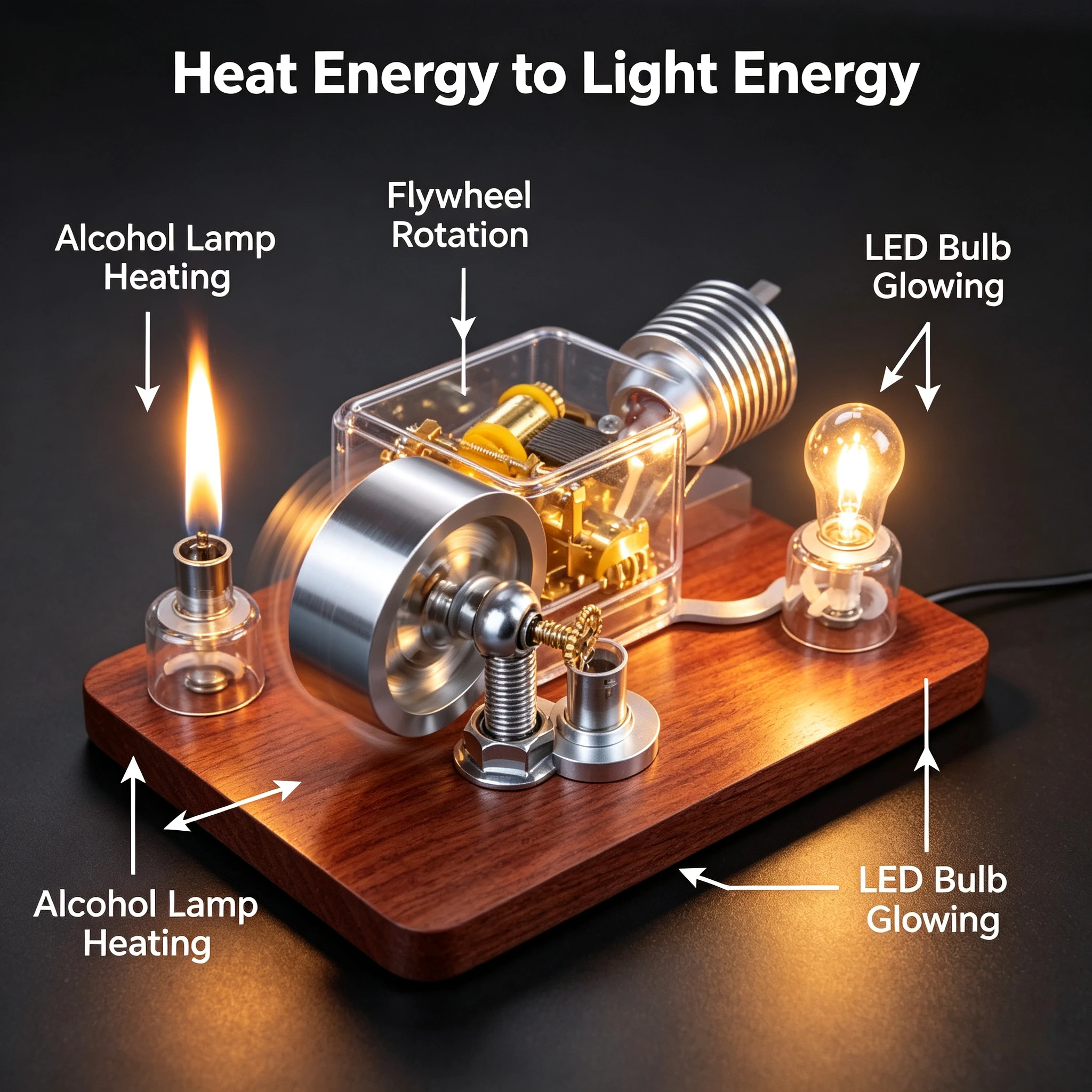 Stirling Engine Model With Music Box Physics Educational Toy Scientific Experiment Technology Craft Ornament
