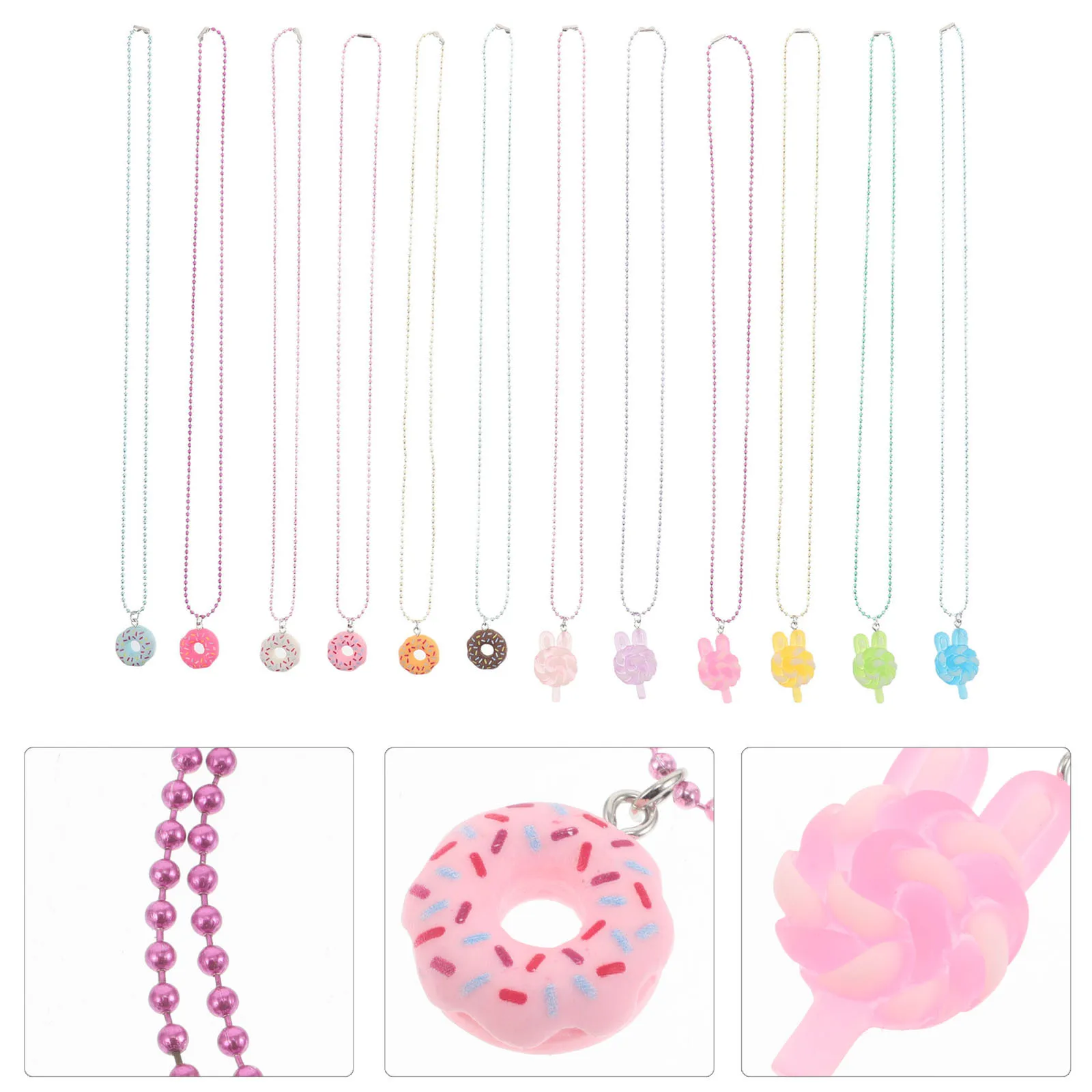 

12Pcs Kids Accessories for Girls Macaron Color Lollipop Candy Necklace Set Comfortable Lightweight Party Decoration Favors