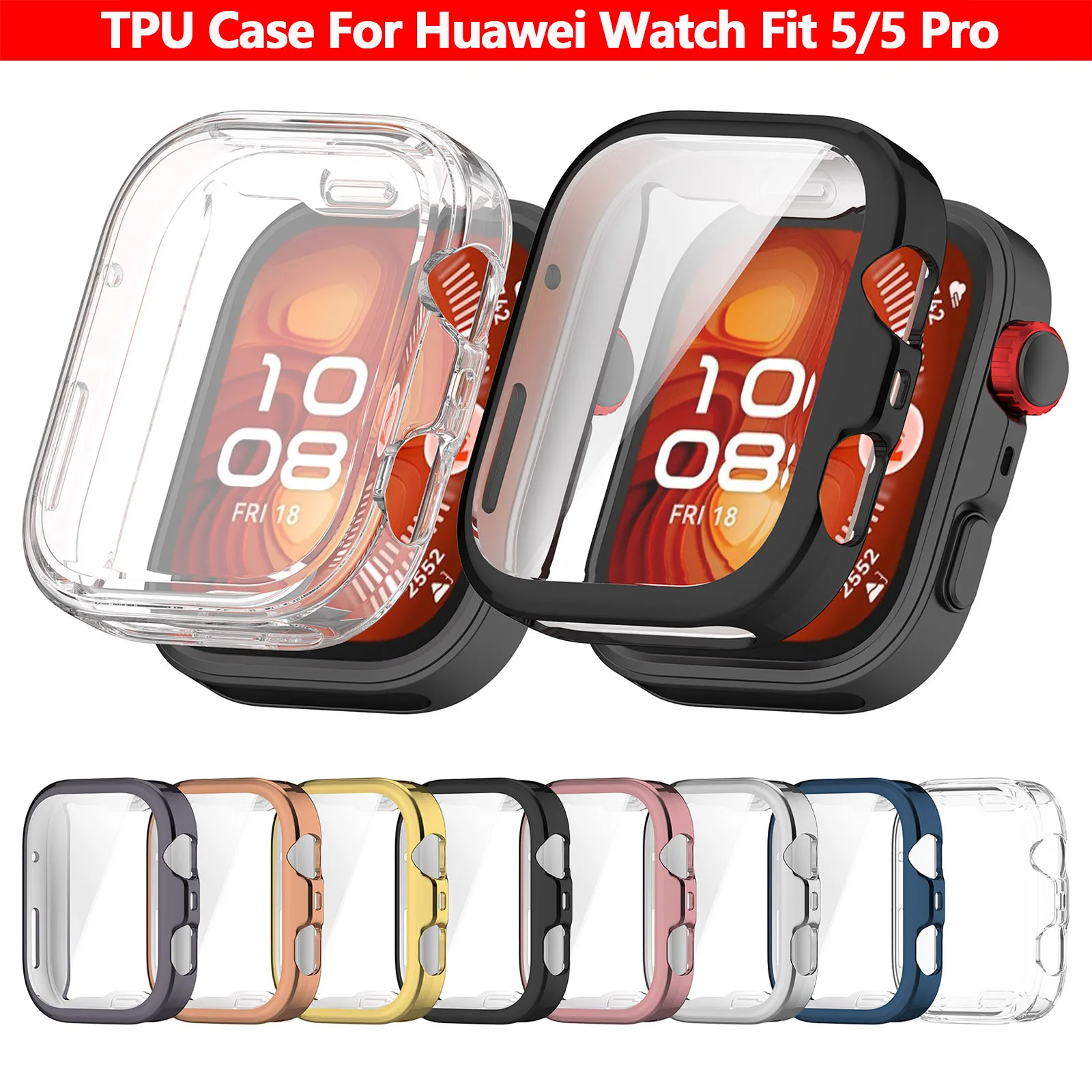 

TPU Protective Case For Huawei Watch Fit 5 Silicone Case Screen Protector For Huawei Fit 5 Pro All-around Bumper Accessories