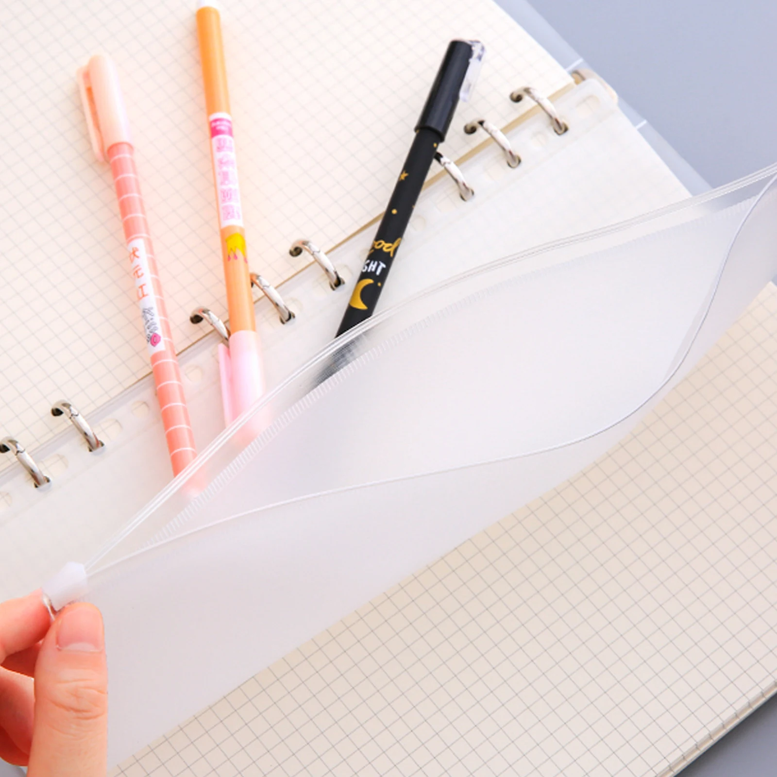 

10Pcs Clear PVC Binder Zipper Storage Bags Lightweight Multi-Use Inserts for Cards Notes Document Filing