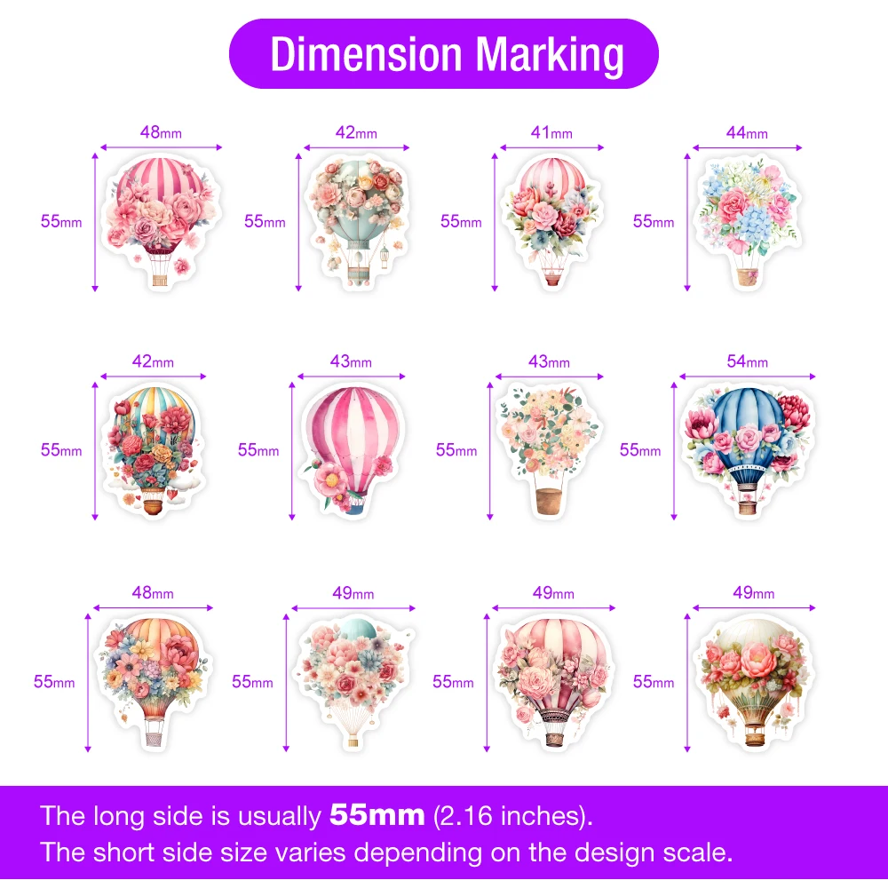 Watercolor Flower Balloon Stickers DIY Kids Gift Decal for Laptop Phone Scrapbook Luggage Decorative Bottle Graffiti Waterproof