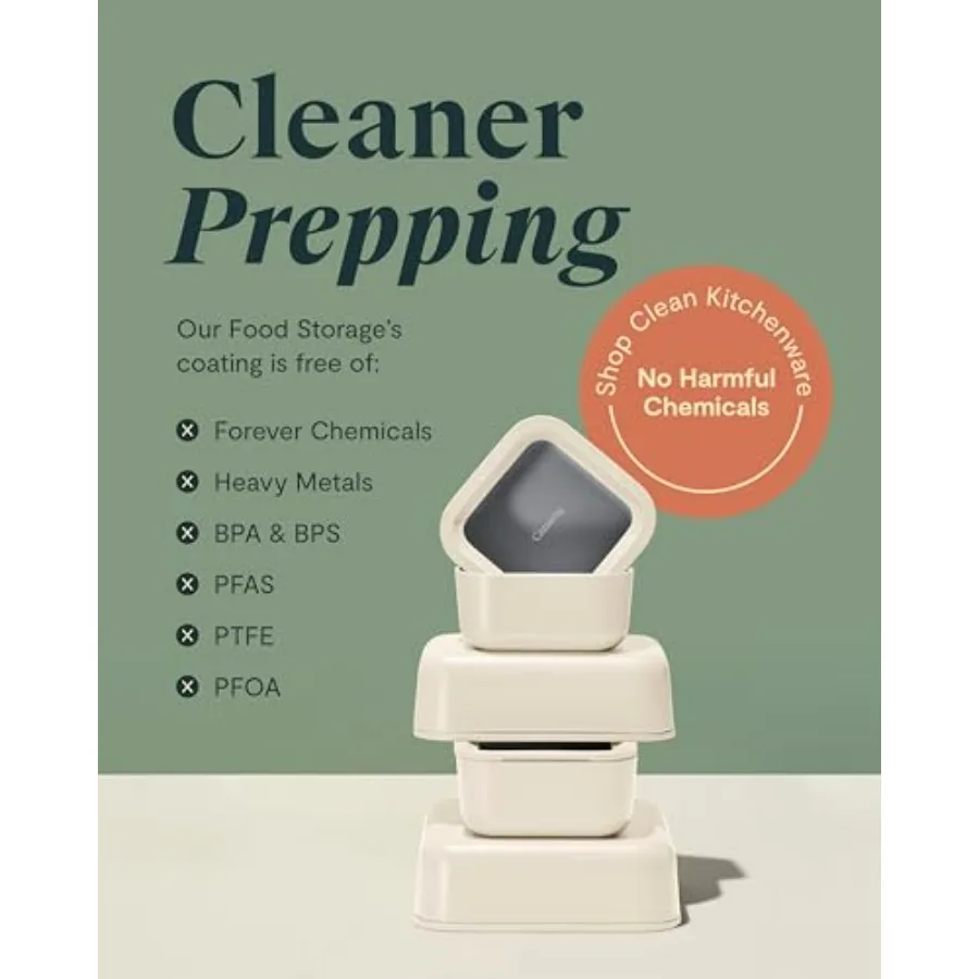 3 قطعة مجموعة تخزين المواد الغذائية الزجاجية 10 كوب 6.6 كوب 4.4 كوب حاويات الطعام السيراميك المغلفة غير سامة غير عصا علب الاغذية مع أغطية زجاجية