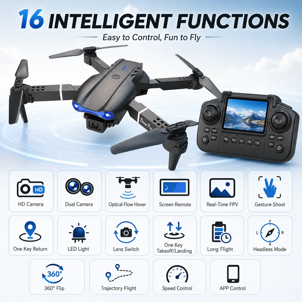 Drone Camera Mount - Drone RC pliable 4K HD avec