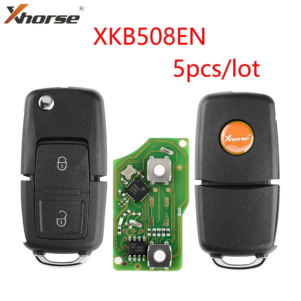 XHORSE XKB508EN Uniwersalny kluczyk zdalnego sterowania z 2 przyciskami do VW B5 Style do Xhorse VVDI Key Tool 5 sztuk / partia